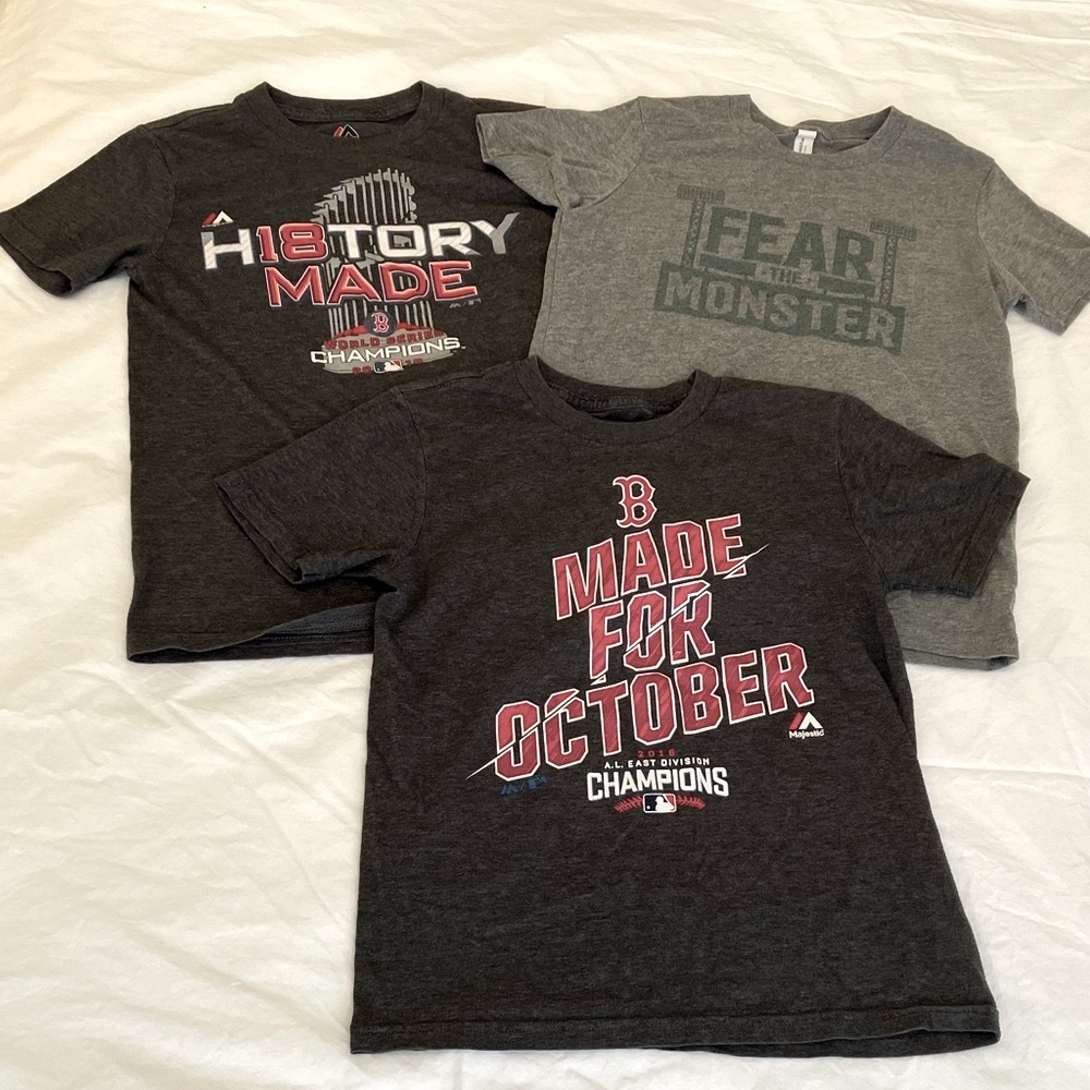 3 kids RED SOX T-shirts, size S/8 (see notes for details)